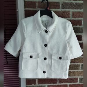 NWOT Rachel Zoe White  Button Up Blazer Size L